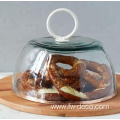 large glass cake dome cover with steel handle